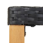 Banc de jardin 120 cm Noir Résine tressée et bois d'acacia – Image 3