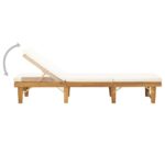 Chaise longue pliante avec coussin Bois d'acacia solide – Image 2