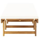 Chaise longue pliante avec coussin Bois d'acacia solide – Image 4