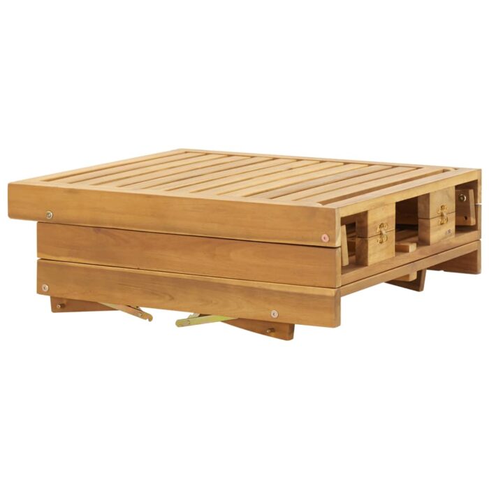 Chaise longue pliante avec coussin Bois d'acacia solide – Image 5