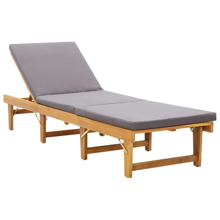 VXL8719883732367_a_en_hd_1.jpg Chaise longue pliante avec coussin Bois d'acacia solide – Image 1