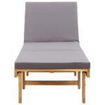Chaise longue pliante avec coussin Bois d'acacia solide – Image 3
