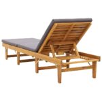 Chaise longue pliante avec coussin Bois d'acacia solide – Image 4
