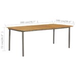 Table de jardin 200x100x72 cm Bois d'acacia solide et acier – Image 3
