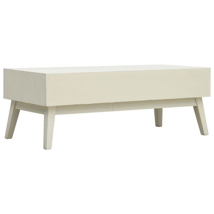 Table basse avec 2 tiroirs Gris sculpté 110x50x40 cm Bois – Image 3