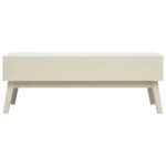 Table basse avec 2 tiroirs Gris sculpté 110x50x40 cm Bois – Image 4