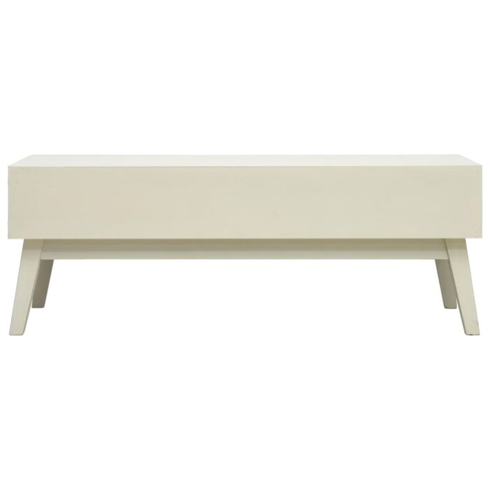 Table basse avec 2 tiroirs Gris sculpté 110x50x40 cm Bois – Image 4