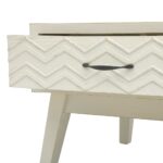 Table basse avec 2 tiroirs Gris sculpté 110x50x40 cm Bois – Image 6