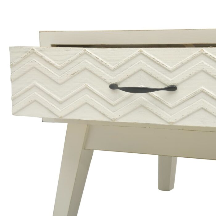 Table basse avec 2 tiroirs Gris sculpté 110x50x40 cm Bois – Image 6