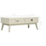 Table basse avec 2 tiroirs Gris sculpté 110x50x40 cm Bois – Image 7