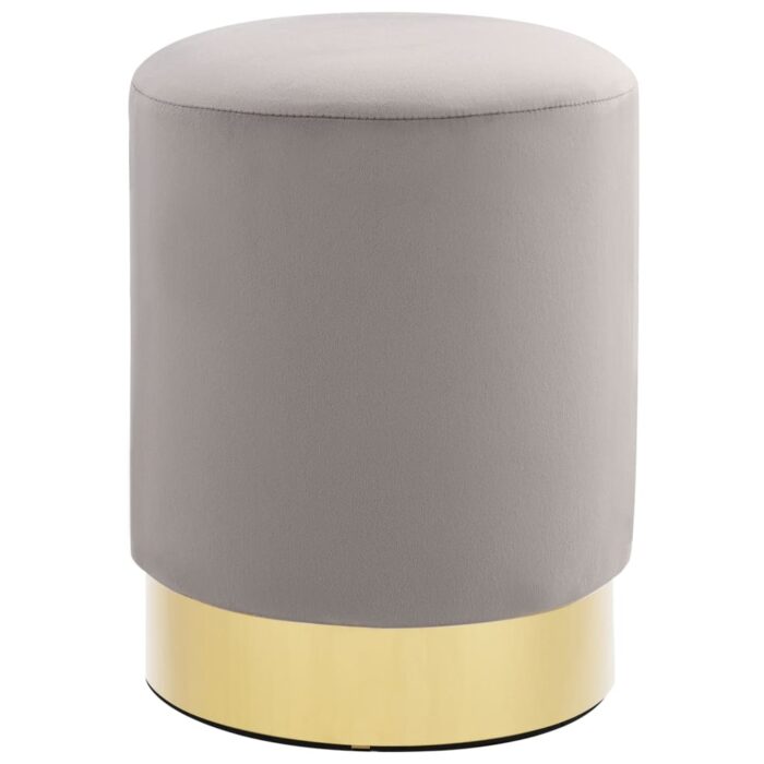 Tabouret Gris clair et doré Velours – Image 1