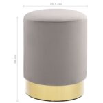 Tabouret Gris clair et doré Velours – Image 3