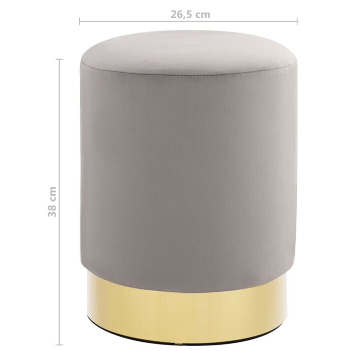 Tabouret Gris clair et doré Velours – Image 3