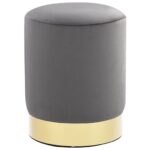 Tabouret Gris foncé et doré Velours