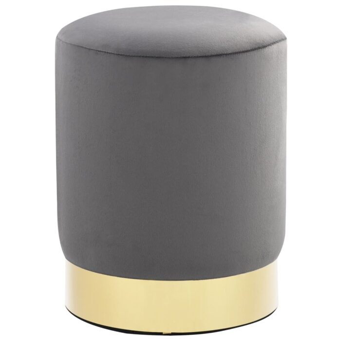 Tabouret Gris foncé et doré Velours – Image 1
