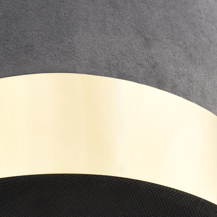 Tabouret Gris foncé et doré Velours – Image 2
