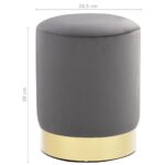 Tabouret Gris foncé et doré Velours – Image 3