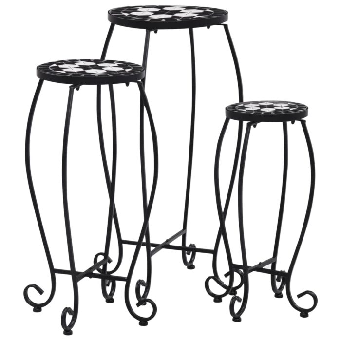 Tables mosaïque 3 pcs noir et blanc Céramique – Image 1