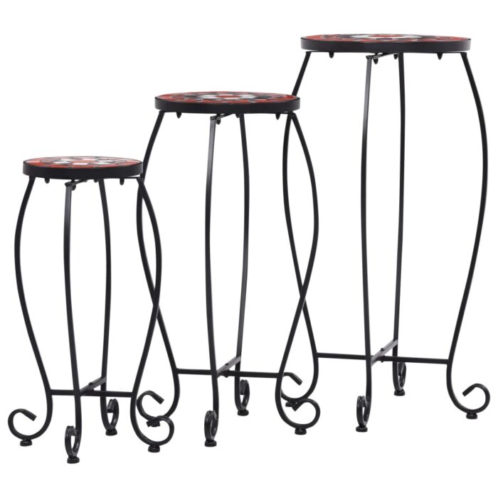 Tables mosaïque 3 pcs Terre cuite et blanc Céramique – Image 2