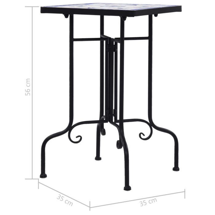 Table de bistro mosaïque bleu et blanc Céramique – Image 6