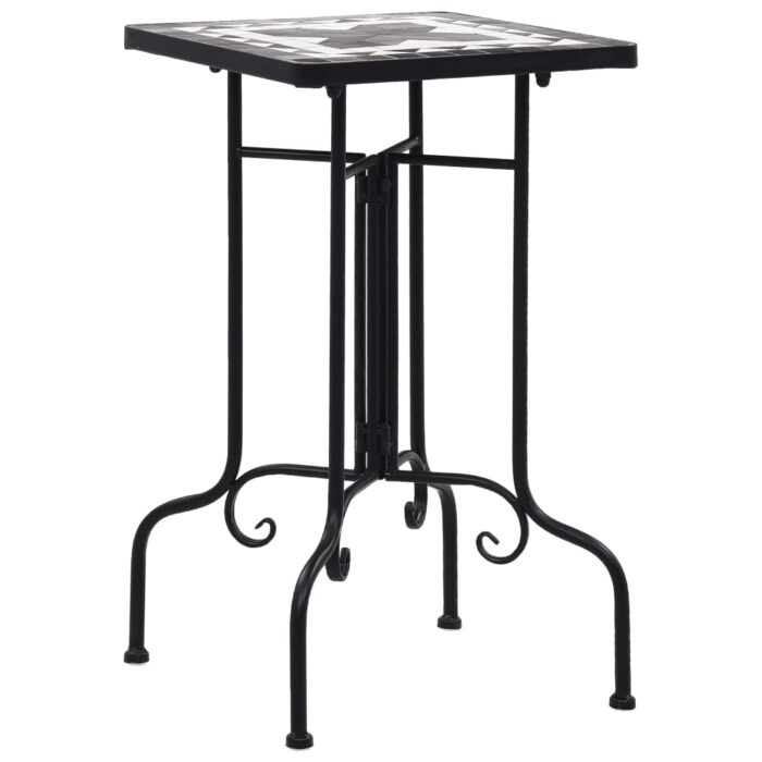 Table de bistro mosaïque noir et blanc Céramique – Image 1