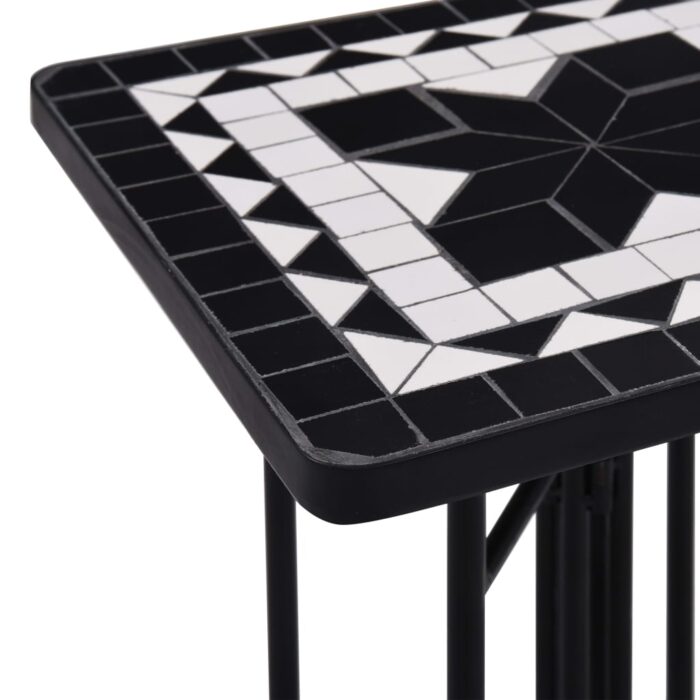 Table de bistro mosaïque noir et blanc Céramique – Image 4