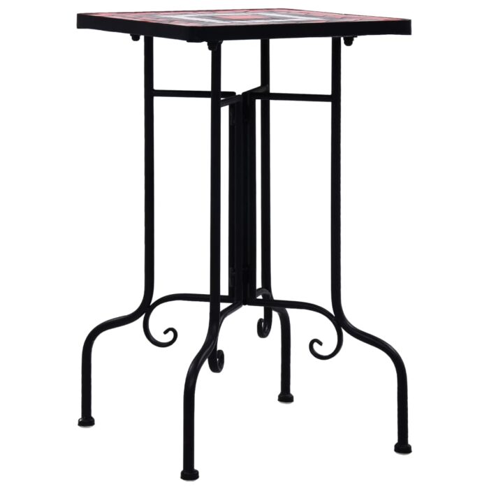 Table de bistro mosaïque Terre cuite et blanc Céramique – Image 2