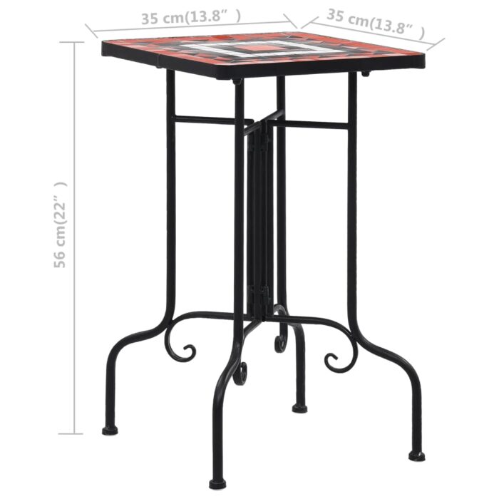 Table de bistro mosaïque Terre cuite et blanc Céramique – Image 6