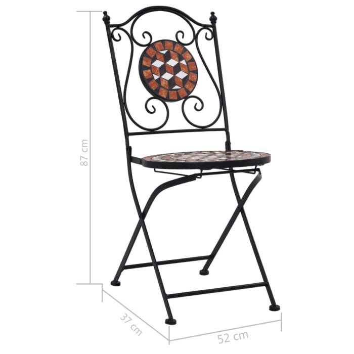 Chaises de bistrot mosaïque 2 pcs Marron Céramique – Image 10