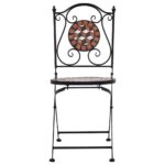 Chaises de bistrot mosaïque 2 pcs Marron Céramique – Image 2