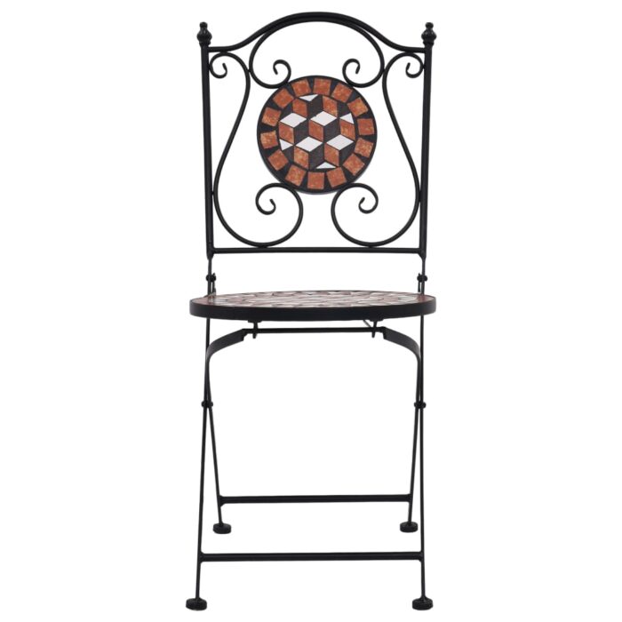 Chaises de bistrot mosaïque 2 pcs Marron Céramique – Image 2