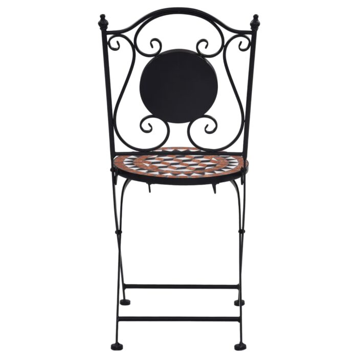 Chaises de bistrot mosaïque 2 pcs Marron Céramique – Image 3