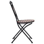 Chaises de bistrot mosaïque 2 pcs Marron Céramique – Image 4
