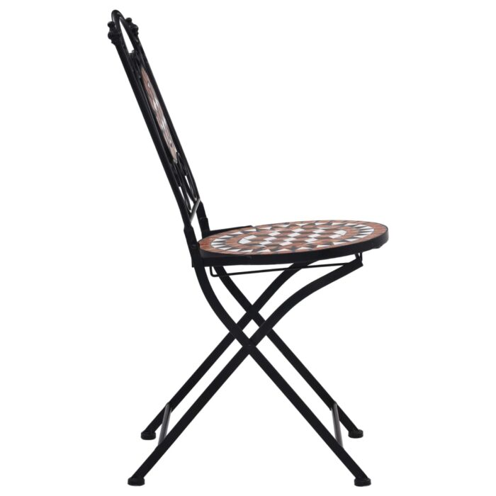 Chaises de bistrot mosaïque 2 pcs Marron Céramique – Image 4