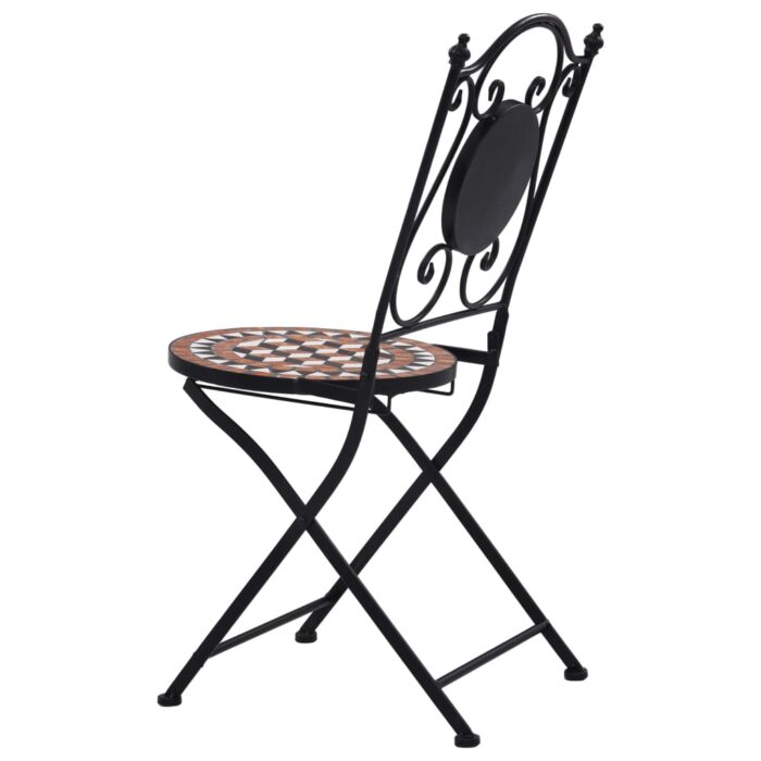 Chaises de bistrot mosaïque 2 pcs Marron Céramique – Image 5