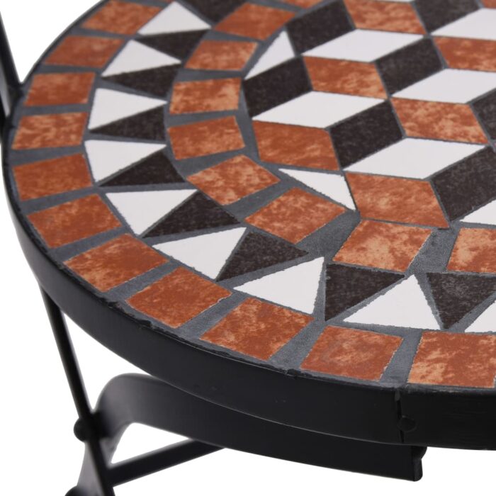 Chaises de bistrot mosaïque 2 pcs Marron Céramique – Image 7