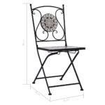 Chaises de bistrot mosaïque 2 pcs Gris – Image 10