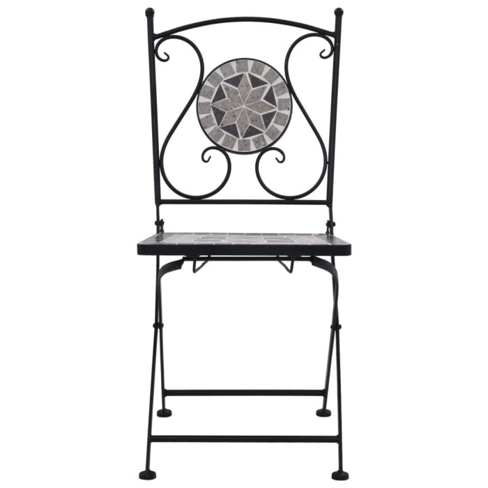 Chaises de bistrot mosaïque 2 pcs Gris – Image 2