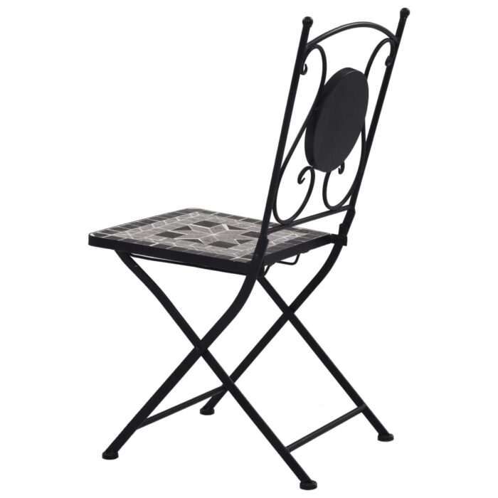 Chaises de bistrot mosaïque 2 pcs Gris – Image 3