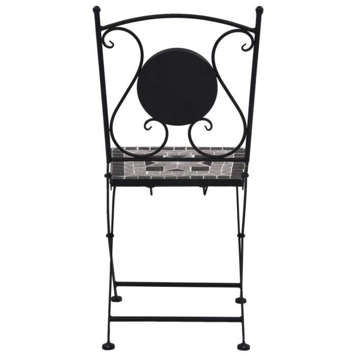 Chaises de bistrot mosaïque 2 pcs Gris – Image 4