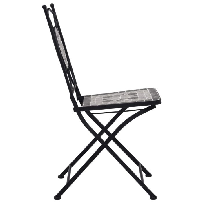 Chaises de bistrot mosaïque 2 pcs Gris – Image 5