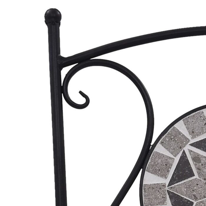 Chaises de bistrot mosaïque 2 pcs Gris – Image 6