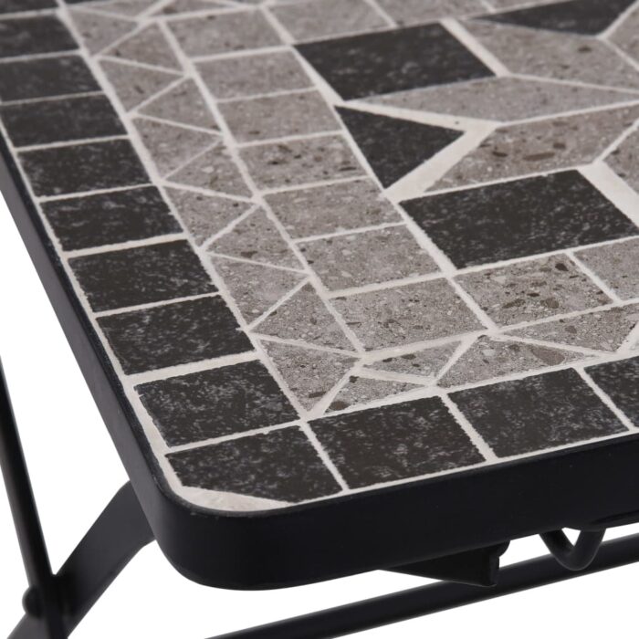 Chaises de bistrot mosaïque 2 pcs Gris – Image 7