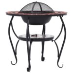 Table de foyer mosaïque Terre cuite et blanc 68 cm Céramique – Image 3
