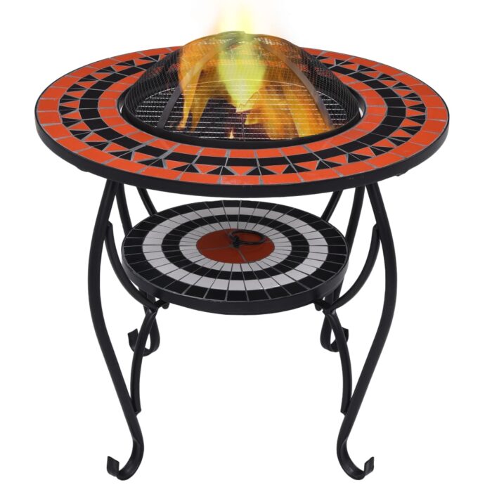 Table de foyer mosaïque Terre cuite et blanc 68 cm Céramique – Image 1