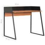Bureau Noir et marron 90x60x88 cm – Image 6