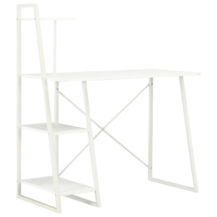 Bureau avec étagère Blanc 102x50x117 cm – Image 1