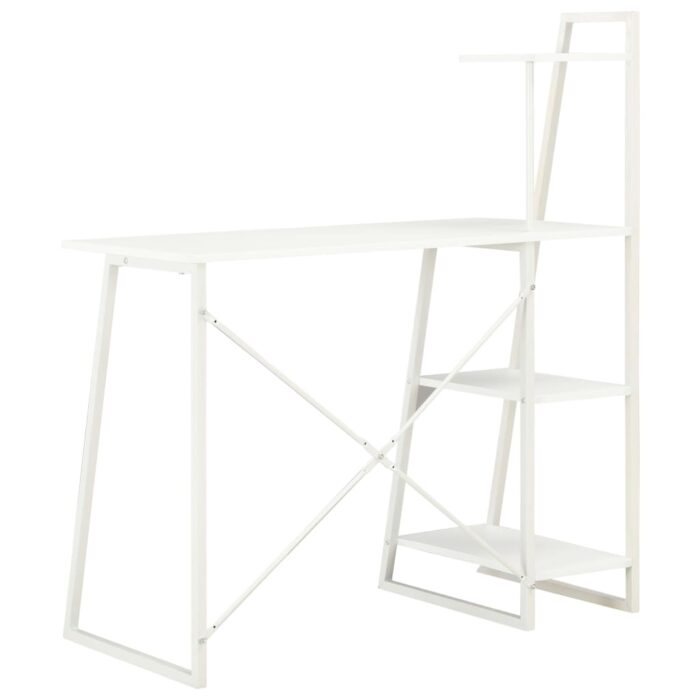 Bureau avec étagère Blanc 102x50x117 cm – Image 3