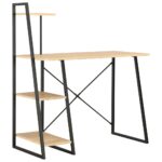 Bureau avec étagère Noir et chêne 102x50x117 cm