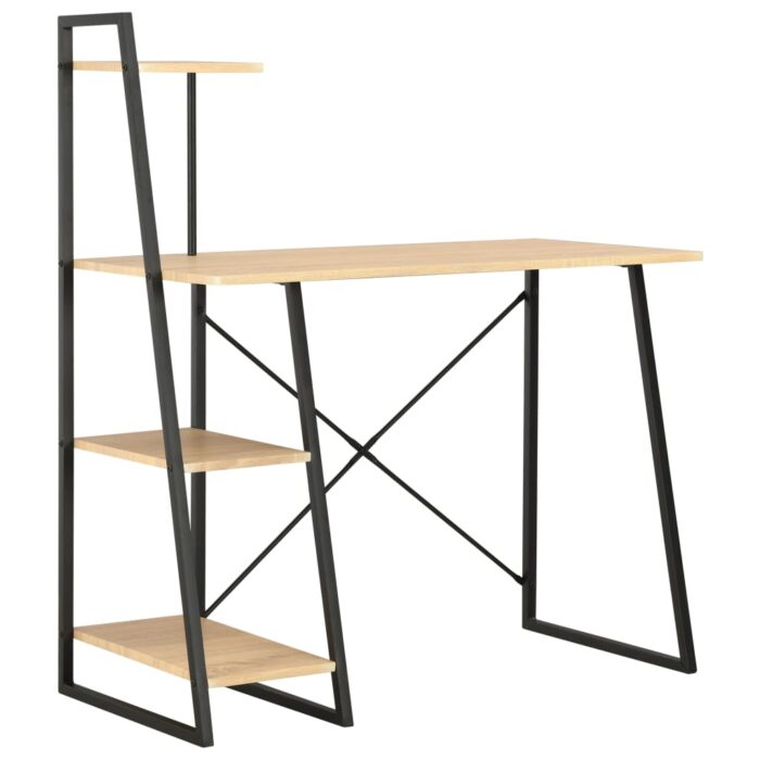 Bureau avec étagère Noir et chêne 102x50x117 cm – Image 1